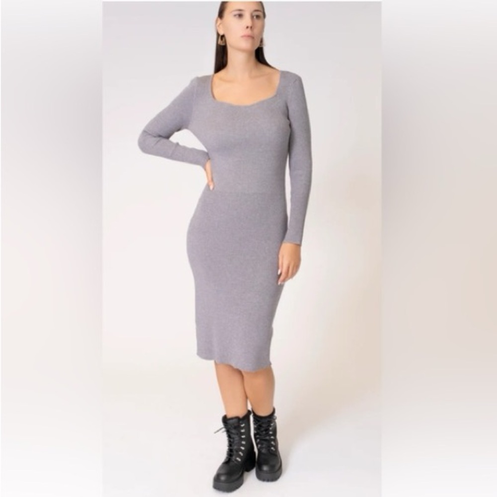 NWT Area Stars long sleeve ribbed  Gray  Dress‎